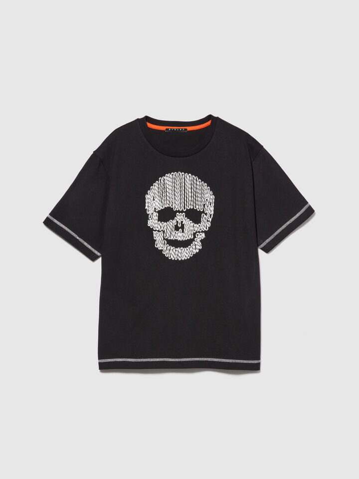 T-shirt with embroidery - boys' short sleeve t-shirts - Black | Sisley Young image number 1